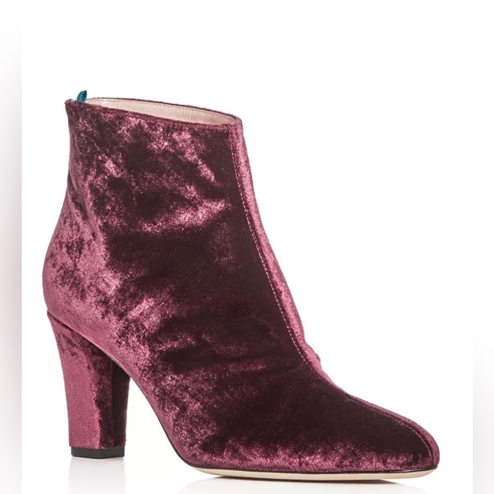 SJP Sarah Jessica Parker Bordeaux Burgundy Velvet Minnie Boots Size 38
